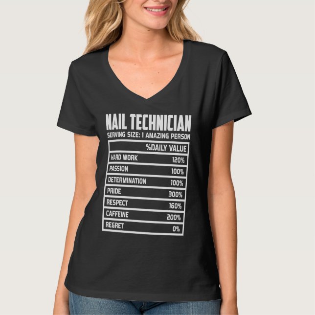 Nail Technician Hard Work Passion Determination Pr T-Shirt (Front)