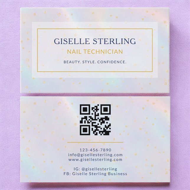 Nail Technician Holographic Business Card (Creator Uploaded)