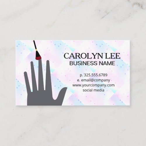 Nail Technician  Holographic Mosaic Geometric Business Card