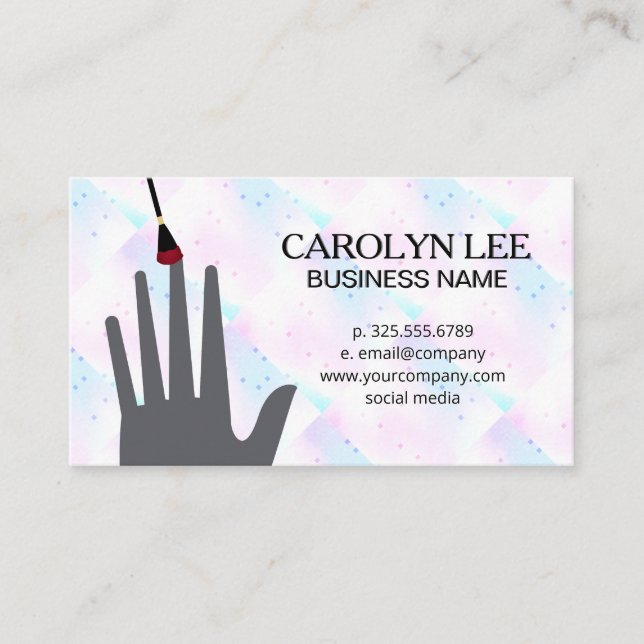 Nail Technician | Holographic Mosaic Geometric Business Card (Front)
