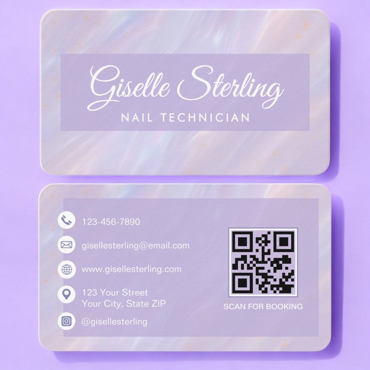 Nail Technician Iridescent QR Code Professional Business Card