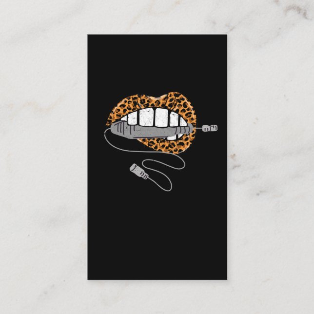 Nail Technician Leopard Manicurist Business Card (Front)