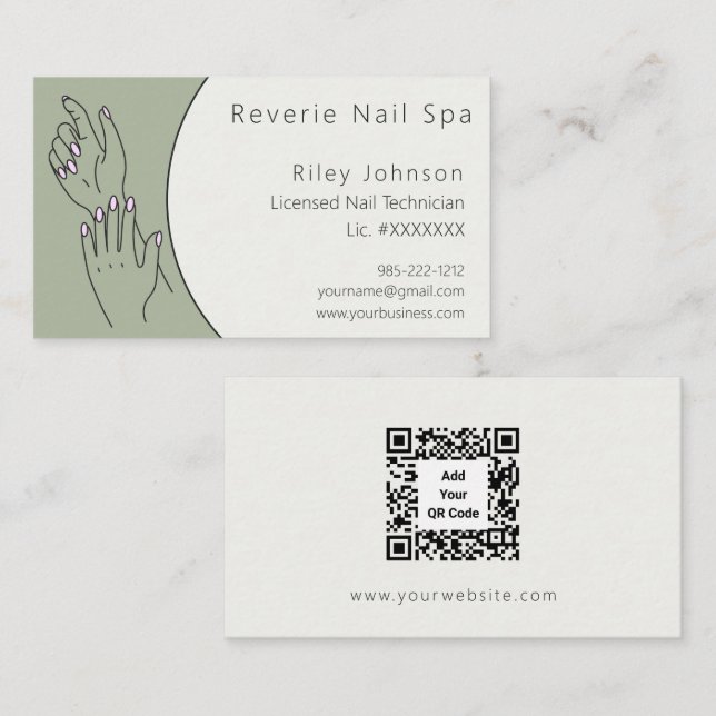 Nail Technician Licensed Nail Tech Business Card (Front/Back)