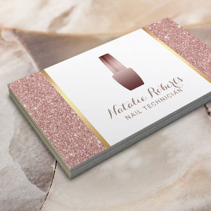 Nail Technician Makeup Artist Rose Gold Glitter Business Card