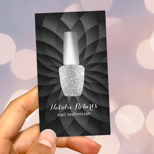 Nail Technician Manicurist Black Spiral Salon SPA Business Card