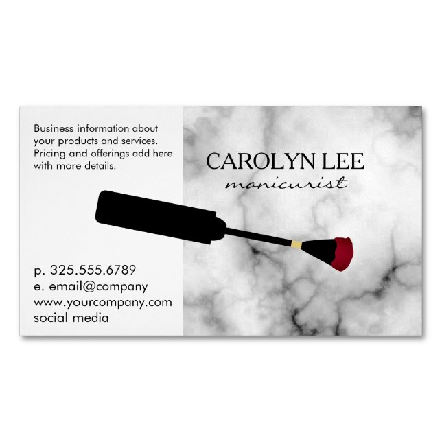 Nail Technician Marble Business Card Magnet (Front)