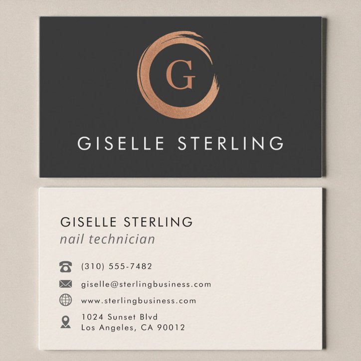 Nail Technician Modern Minimalist Rose Gold Business Card