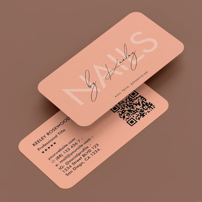 Nail Technician Nail Art Manicurist Peach Modern Business Card (Nail Technician Nail Art Manicurist Peach Modern Business Card
)