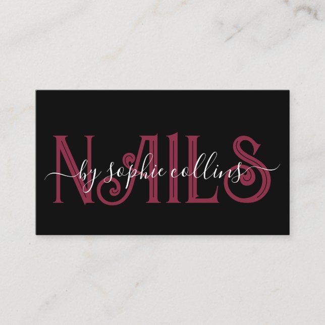 Nail Technician Nail Art Terracotta On Black Business Card (Front)