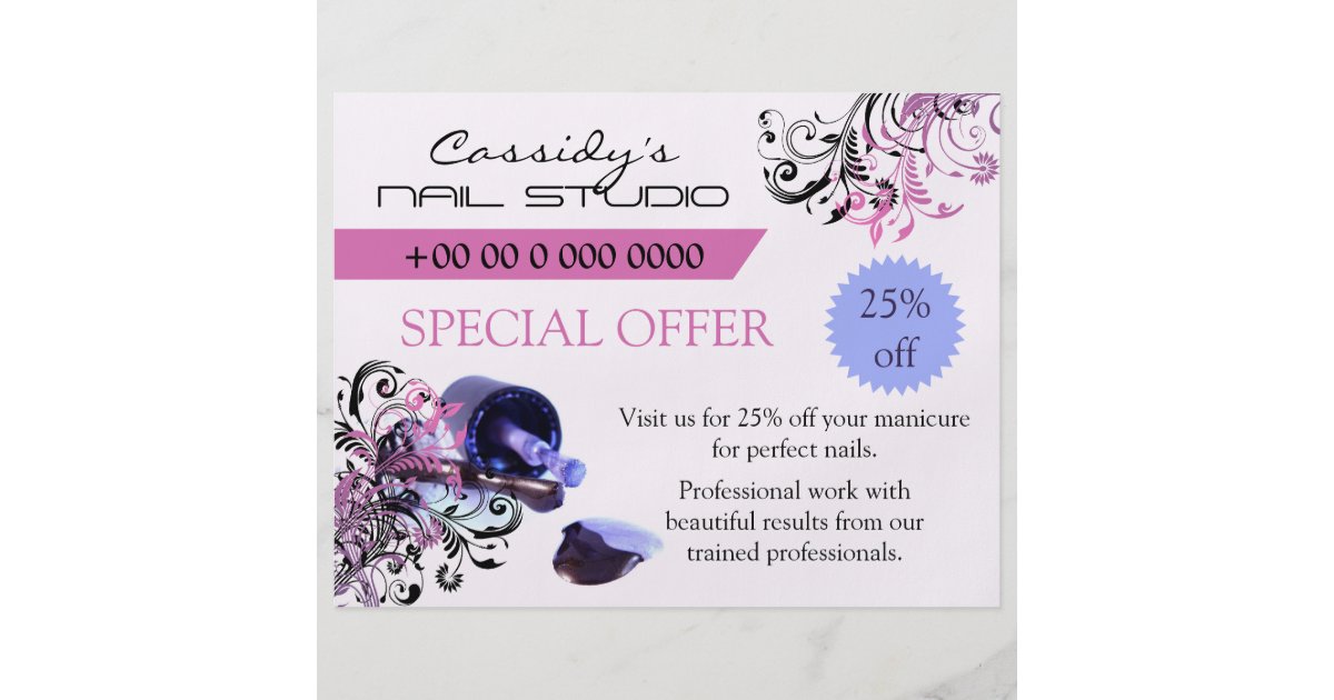 nail technician nail bar promotional flyer zazzle com