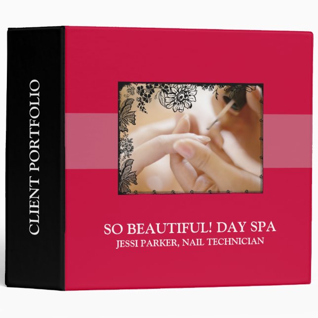Nail Technician or Nail Salon Client Portfolio Binder (Front/Spine)