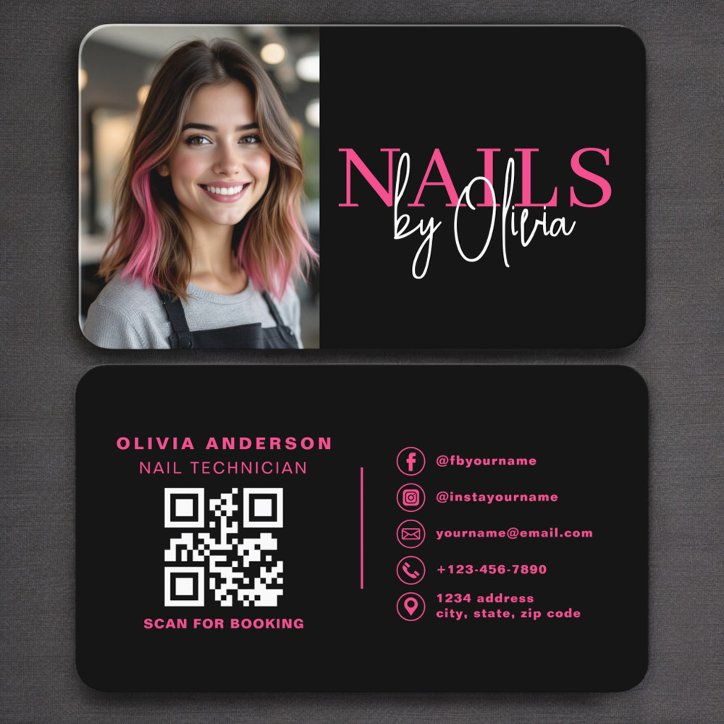 Nail Technician Photo QR Code Business Card