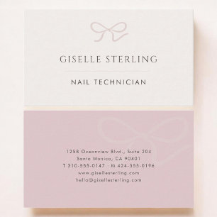 Nail Technician Pink Bow Business Card
