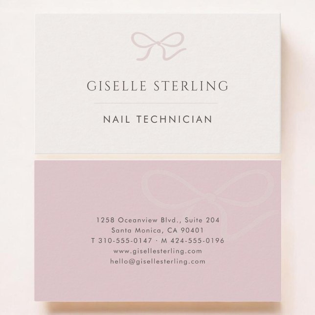 Nail Technician Pink Bow Business Card (Creator Uploaded)