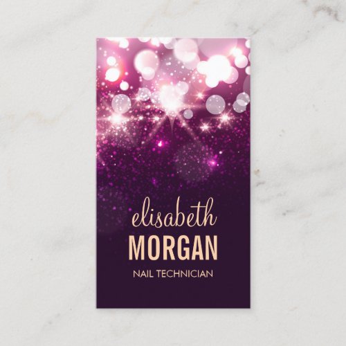 Nail Technician - Pink Glitter Sparkles Business Card Templates