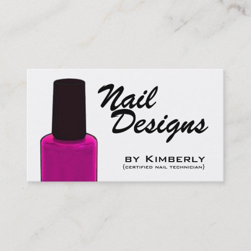Nail Technician Pink Polish Business Cards