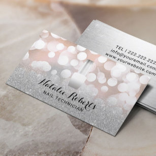 Nail Technician Polish Manicurist Silver Salon Business Card