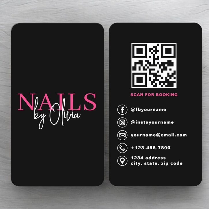 Nail Technician QR Code Booking Business Card