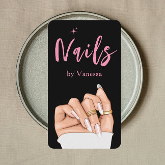 Nail Technician Qr Code Nails Art Salon Black Pink Business Card
