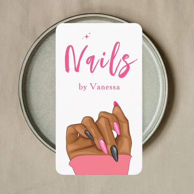 Nail Technician Qr Code Nails Art Salon Blush Pink Business Card (Creator Uploaded)