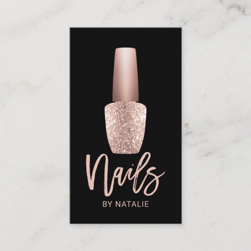 Nail Technician Rose Gold Bottle Manicurist Salon Business Card