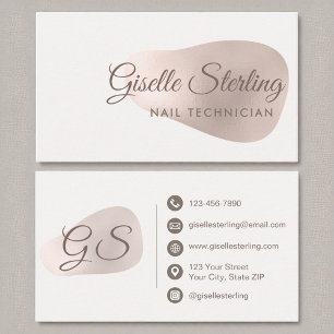 Nail Technician Rose Gold Foil Blush Beauty Business Card