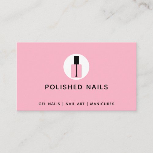Nail Technician Salon Pink  Black Polish Bottle Business Card