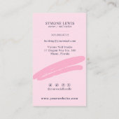 Nail Technician Salon Trendy Logo Blush Pink Navy  Business Card (Back)