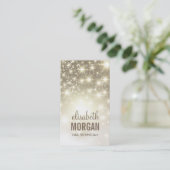 Nail Technician - Shiny Gold Sparkles Business Card (Standing Front)