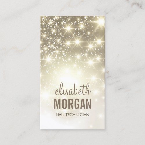 Nail Technician - Shiny Gold Sparkles Business Card Templates
