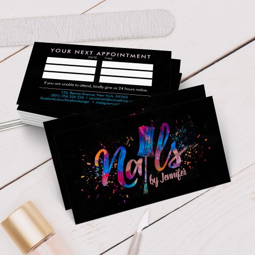 Nail Technician _ Text Logo art with Appointment Business Card