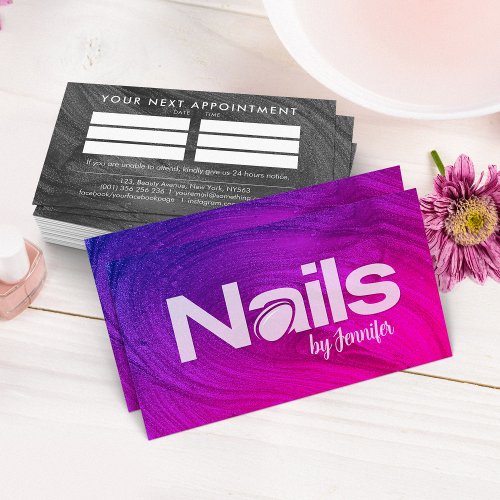 Nail Technician _ Text Logo art with Appointment Business Card