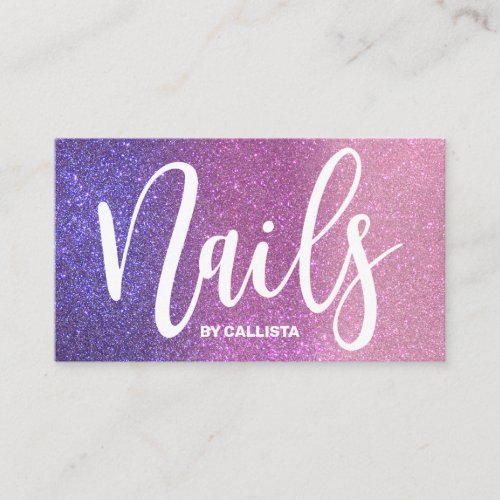 Nail Technician Violet Purple Pink Triple Glitter Business Card