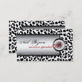 Nail Technnician Black White Leopard Business Card (Front/Back)