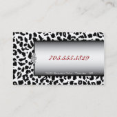 Nail Technnician Black White Leopard Business Card (Back)