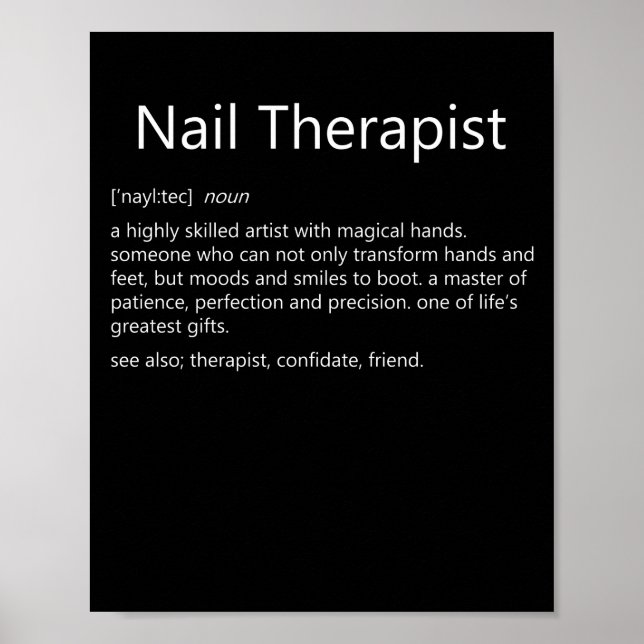 Nail Therapist Definition Nail Tech Nail Poster (Front)