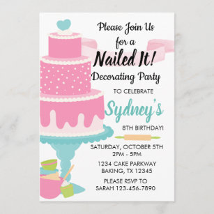 Girls Neon Cake Birthday Party Invitations — Party Beautifully