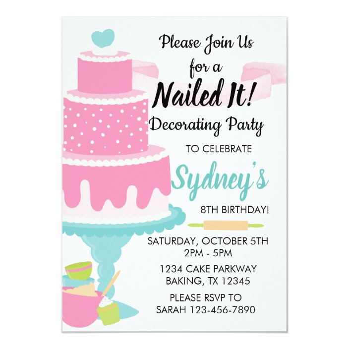 Nailed It Cake Decorating Baking Birthday Party Invitation Zazzle Com