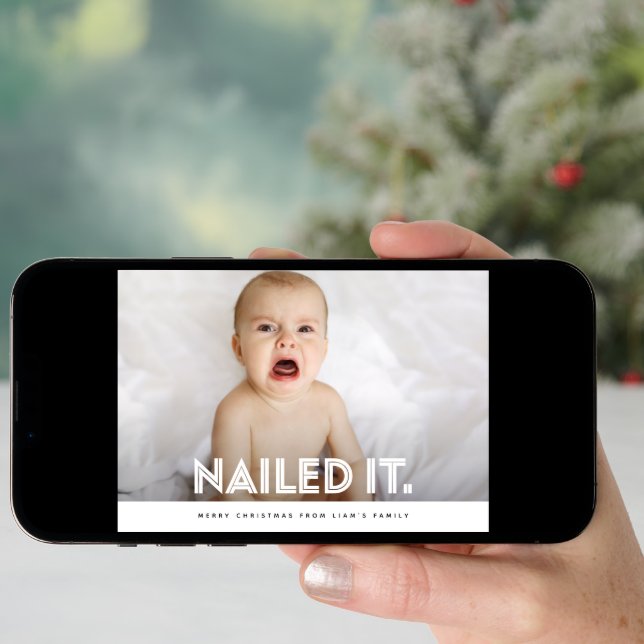 Nailed It Cute Funny Family Kids Christmas Photo Holiday Card (Front Digital)