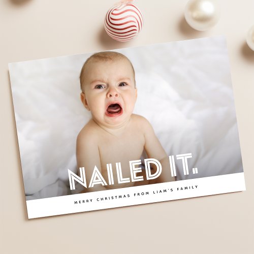 Nailed It Cute Funny Family Kids Christmas Photo Holiday Card