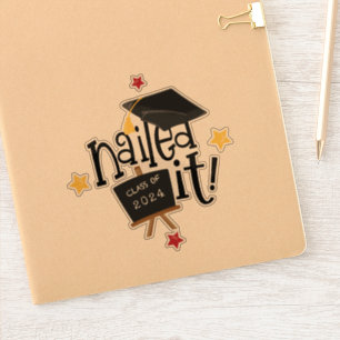 Nailed It Funky Text Cap 2024 Graduation Sticker