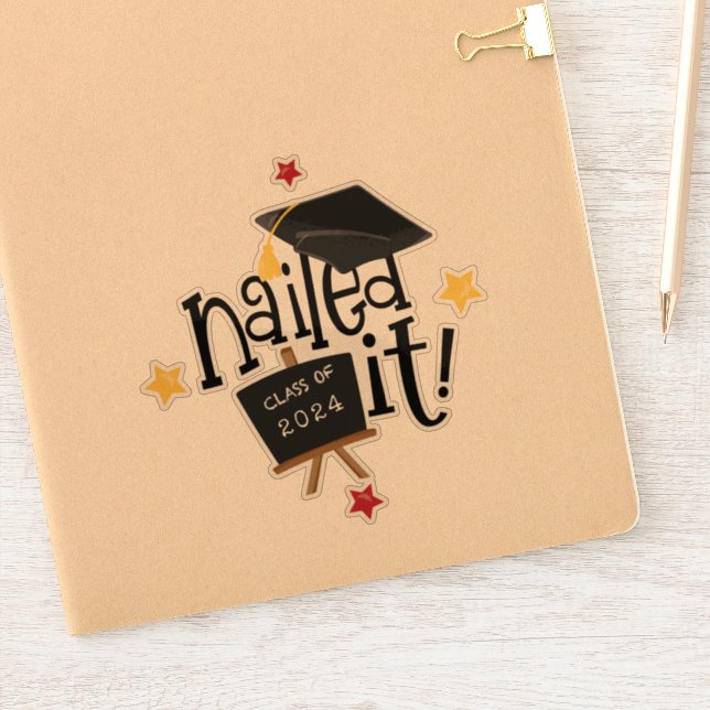 Nailed It Funky Text Cap 2024 Graduation Sticker (Notebook)