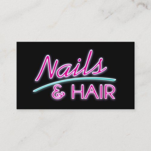 Nails and Hair Neon Business Cards