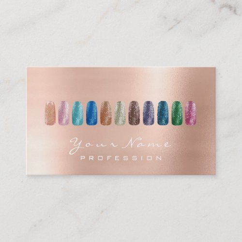 Nails Art Beauty Studio Glitter Rose Gold Business Card