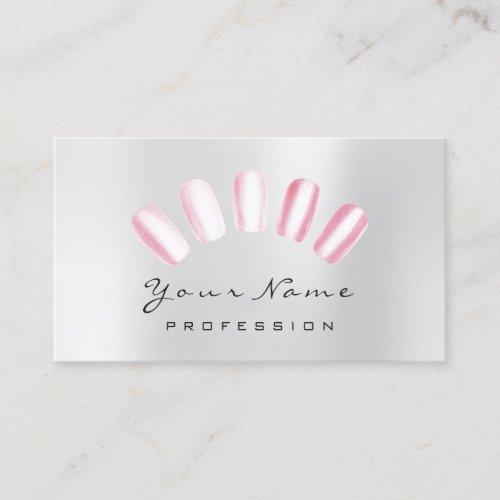 Nails Art Candy Pink Gray Manicure Pedicure Business Card