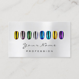 Nails Art Glitter Glam Metallic Blue Silver Gray Business Card