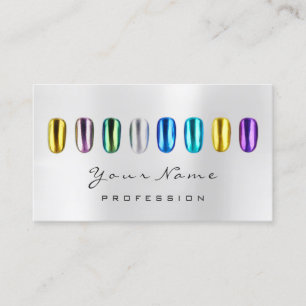 Nails Art Glitter Glam Metallic Blue Silver Green Business Card