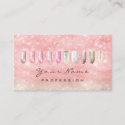 Nails Art Glitter Glam Pink Rose Spark Ivory Peach Business Card