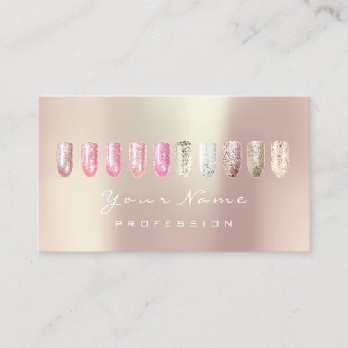 Nails Art Glitter Glam Pink Rose Spark Ivory Pearl Business Card