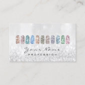 Nails Art Glitter Metallic Glam Pink Silver Gray Business Card (Front)